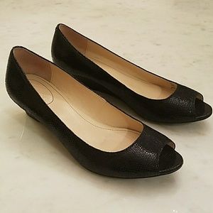 Black Lizard Patterned Calvin Klein Peep Toe Heel